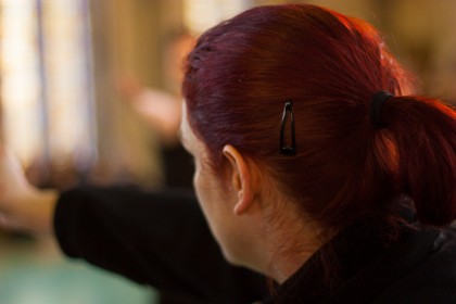 Danseurs en répétition pour le spectacle "L'ile du Paon Flamboyant" au Zénith d'Amiens, avril 2015, produit par l'association Entre-Nous