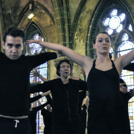 Danseurs en répétition pour le spectacle "L'ile du Paon Flamboyant" au Zénith d'Amiens, avril 2015, produit par l'association Entre-Nous