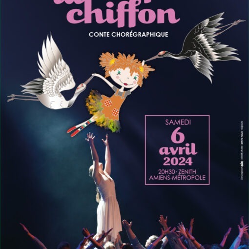 Affiche du du spectacle "La Poupée de Chiffon" au Zénith d'Amiens, avril 2024, produit par l'association Entre-Nous