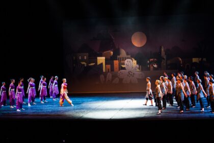 Danseurs sur scène lors du spectacle "L'ile du Paon Flamboyant" au Zénith d'Amiens, avril 2015, produit par l'association Entre-Nous